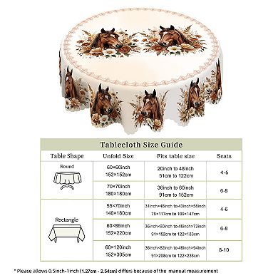 Round Tablecloth - Animals Table Covers, Rectangle Table Cloths for Dining Room, Party, Home Decor