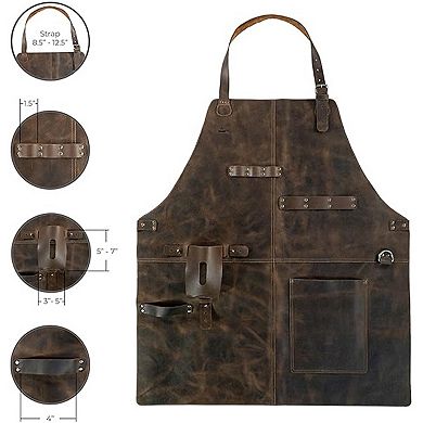 Full Coverage Work Apron with Multi Pocket Storage PU Utility Apron for Cooking Grilling Workshop