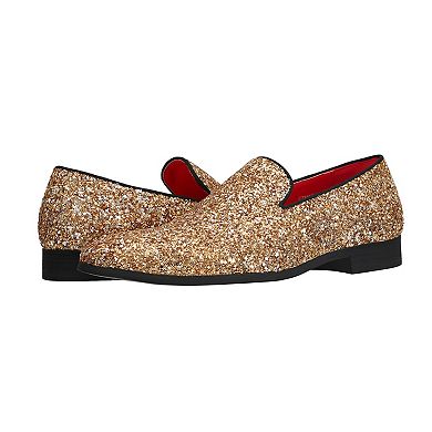 Men's Glitter Star Loafers Sparkly Slip-On Dress Shoes