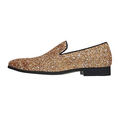 Men's Glitter Star Loafers Sparkly Slip-On Dress Shoes