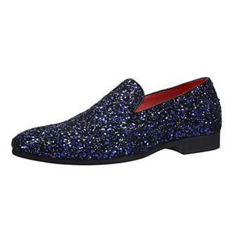 Men's Glitter Star Loafers Sparkly Slip-On Dress Shoes
