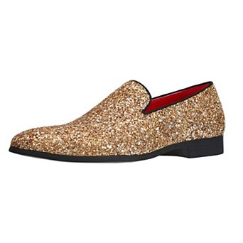 Men's Glitter Star Loafers Sparkly Slip-On Dress Shoes
