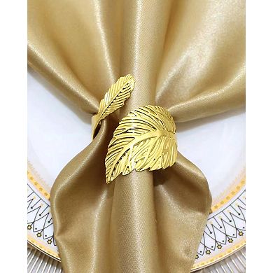 Leaf Metal Napkin Rings 6pcs for Table Wedding Christmas Thanksgiving Party