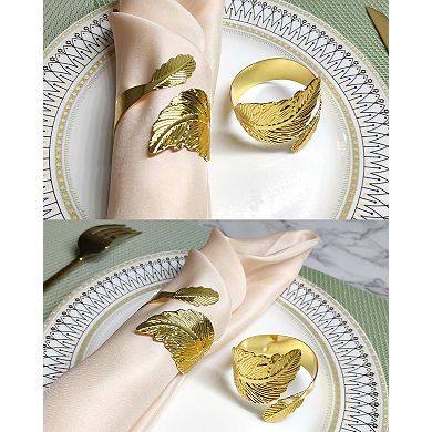 Leaf Metal Napkin Rings 6pcs for Table Wedding Christmas Thanksgiving Party