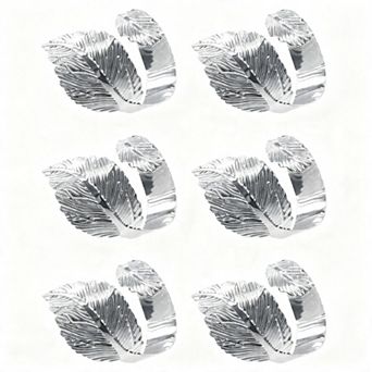 Leaf Metal Napkin Rings 6 pc for Table Wedding Christmas Thanksgiving Party