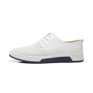 Men's Perforated Leather Casual Oxfords Breathable Dress Shoes