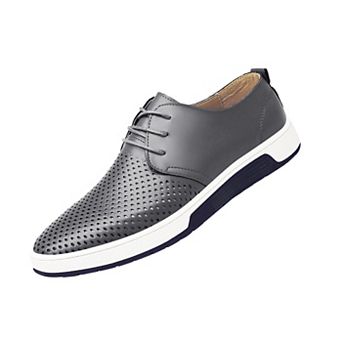 Men's Perforated Leather Casual Oxfords Breathable Dress Shoes