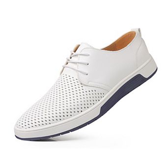 Men's Perforated Leather Casual Oxfords Breathable Dress Shoes