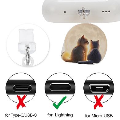 Cat Pendants Dust Plug Charm for Lightning Light Yellow 2 Pcs