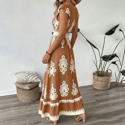 v neck beach dress Amazon.com: Summer Dresses for Women 2026 Flowy V Neck Floral Maxi Dress  Trendy Ruffle Short Sleeve Long Dresses Elegant High Waiste Vacation Beach  Dress Aesthetic Print Casual Sundress : Clothing, Shoes &