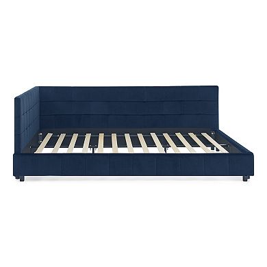 Pnronnc Queen Daybed Velvet Upholstered Sofa Bed Frame with Tufted Backrest for Bedroom Living Room