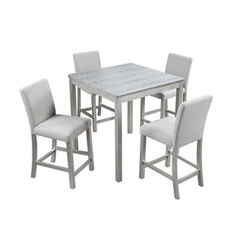 Pnronnc 5 pc Counter Height Wooden Kitchen Dining Table Set with 4 Upholstered Chairs