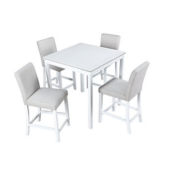 Pnronnc 5 pc Counter Height Wooden Kitchen Dining Table Set with 4 Upholstered Chairs