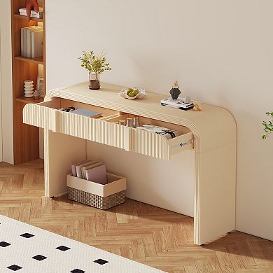 KWPZQEB Modern Wood Rounded Silhouette Console Table with 2 Storage Drawers for Hallway