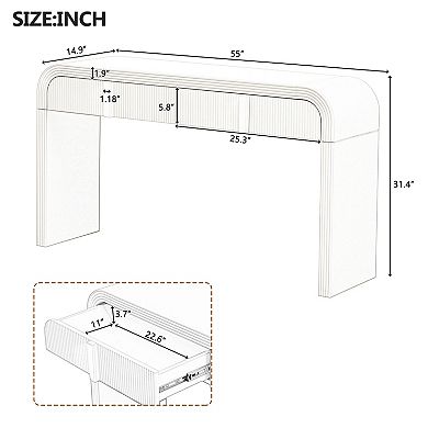 KWPZQEB Modern Wood Rounded Silhouette Console Table with 2 Storage Drawers for Hallway