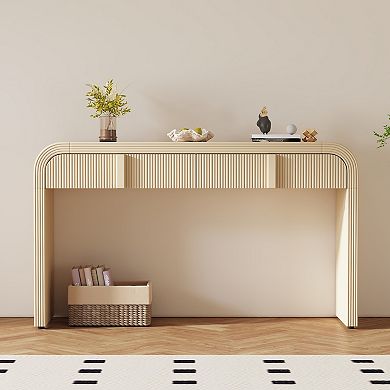 KWPZQEB Modern Wood Rounded Silhouette Console Table with 2 Storage Drawers for Hallway