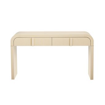 KWPZQEB Modern Wood Rounded Silhouette Console Table with 2 Storage Drawers for Hallway