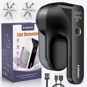 Loheer Fabric ShaverElectric Lint Remover with LED Display, 3 Speeds,180 Min Runtime, Rechargeable