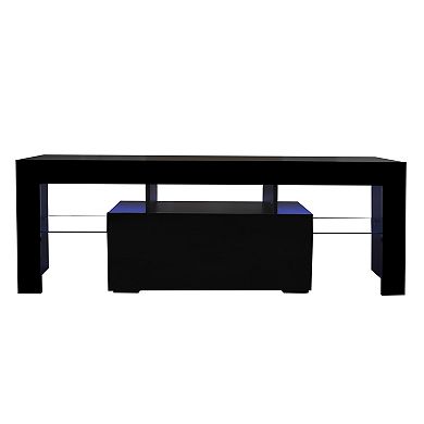 KWPZQEB TV Stand Modern Entertainment with LED Light and Drawer