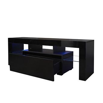 KWPZQEB TV Stand Modern Entertainment with LED Light and Drawer