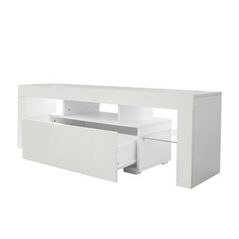 KWPZQEB TV Stand Modern Entertainment with LED Light and Drawer