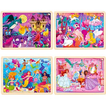 QUOKKA 4SET 24 pc Wooden Puzzles for Kids Ages 4-6