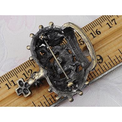 Crystal Rhinestone Gem Queen Crown Tiara Jewelry Pin Brooch