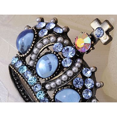 Crystal Rhinestone Gem Queen Crown Tiara Jewelry Pin Brooch