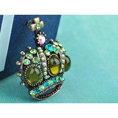 Crystal Rhinestone Gem Queen Crown Tiara Jewelry Pin Brooch