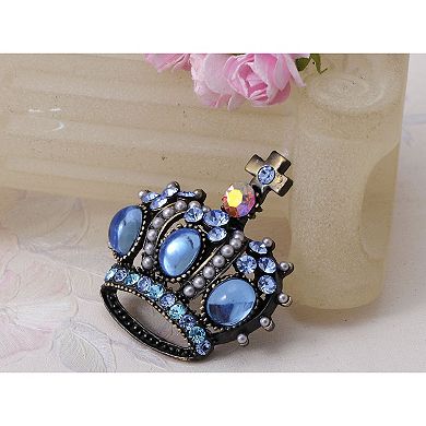 Crystal Rhinestone Gem Queen Crown Tiara Jewelry Pin Brooch