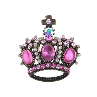 Crystal Rhinestone Gem Queen Crown Tiara Jewelry Pin Brooch