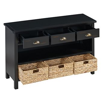 KWPZQEB Retro Console Table with 3 Baskets, Sofa Table with 3 Drawers for Entryway, Living Room