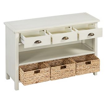 KWPZQEB Retro Console Table with 3 Baskets, Sofa Table with 3 Drawers for Entryway, Living Room