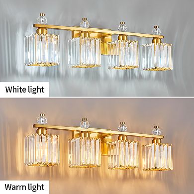 Modern 4-Light Crystal Vanity Light for Bathroom
