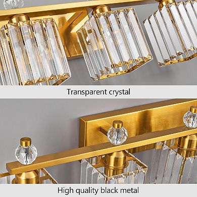 Modern 4-Light Crystal Vanity Light for Bathroom