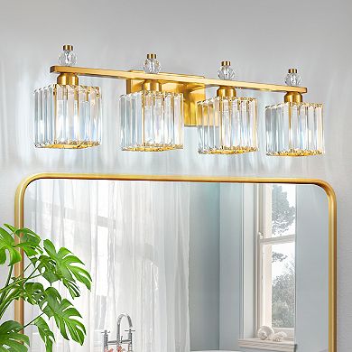 Modern 4-Light Crystal Vanity Light for Bathroom