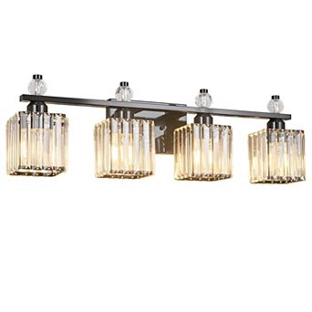 Modern 4-Light Crystal Vanity Light for Bathroom