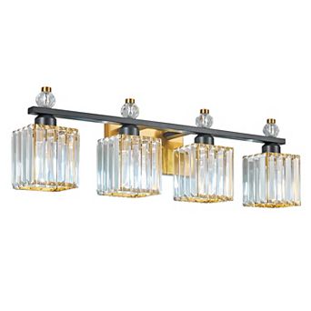 Modern 4-Light Crystal Vanity Light for Bathroom
