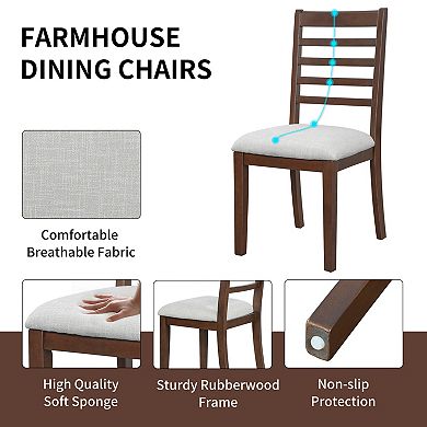 Pnronnc Extendable Dining Set, 5-Piece Dining Table Set with 4 Upholstered Chairs