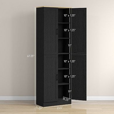Narrow Tall Storage Pantry Cabinet with Adjustable Shelves and Enclosed Doors