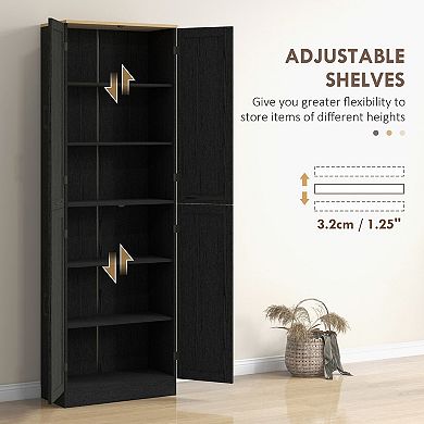 Narrow Tall Storage Pantry Cabinet with Adjustable Shelves and Enclosed Doors