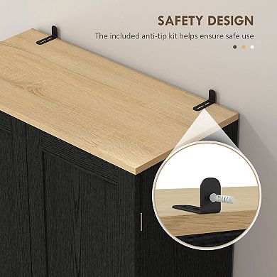 Narrow Tall Storage Pantry Cabinet with Adjustable Shelves and Enclosed Doors