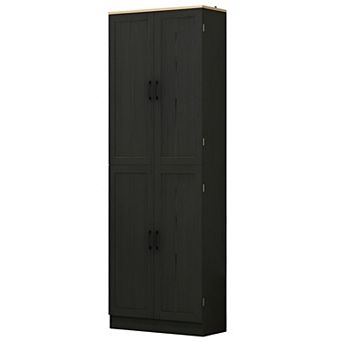 Narrow Tall Storage Pantry Cabinet with Adjustable Shelves and Enclosed Doors