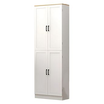 Narrow Tall Storage Pantry Cabinet with Adjustable Shelves and Enclosed Doors
