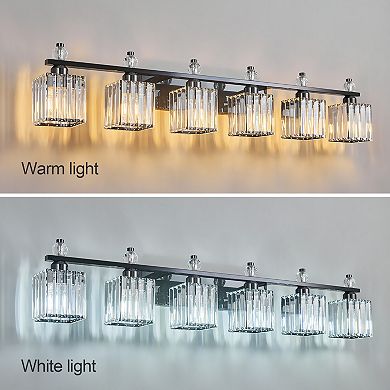 Modern 6-Light Crystal Vanity Light for Bathroom