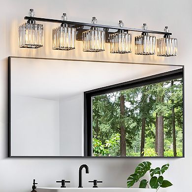 Modern 6-Light Crystal Vanity Light for Bathroom
