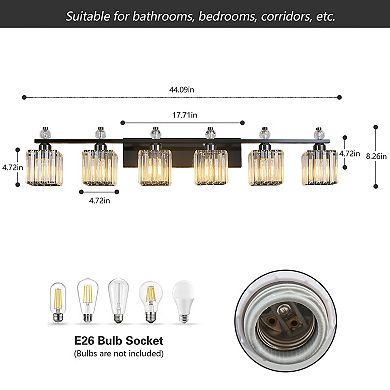 Modern 6-Light Crystal Vanity Light for Bathroom