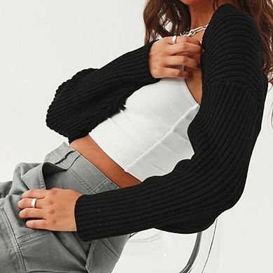 Shurgs for Women Bolero Long Batwing Sleeve Sweaters Open Front Casual Knitted Sweaters