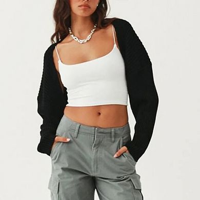 Shurgs for Women Bolero Long Batwing Sleeve Sweaters Open Front Casual Knitted Sweaters