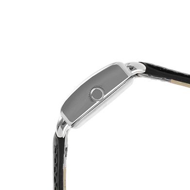 Peugeot Womens Small Face 20mm Square Watch with Glossy Leather Strap